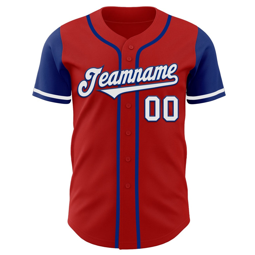 Cool Baseball Jersey, Custom Red White Royal Authentic Two Tone Baseball Jersey, Best Baseball Jerseys