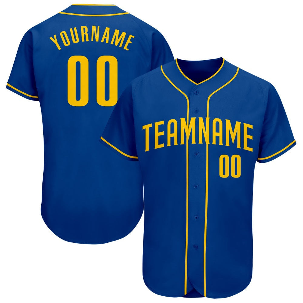 Cool Baseball Jersey, Custom Royal Gold Authentic Baseball Jersey, Best Baseball Jerseys