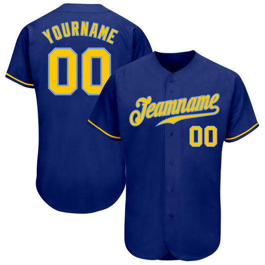 Cool Baseball Jersey, Custom Royal Gold Light Blue Authentic Baseball Jersey, Best Baseball Jerseys
