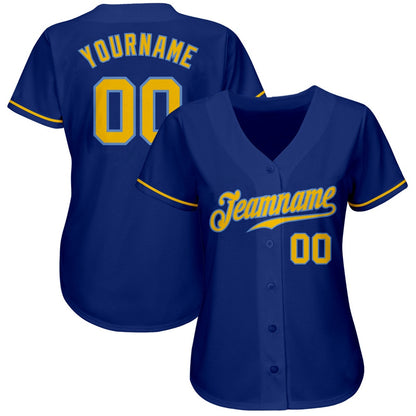 Cool Baseball Jersey, Custom Royal Gold Light Blue Authentic Baseball Jersey, Best Baseball Jerseys