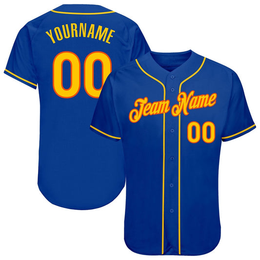 Cool Baseball Jersey, Custom Royal Gold Orange Authentic Baseball Jersey, Best Baseball Jerseys