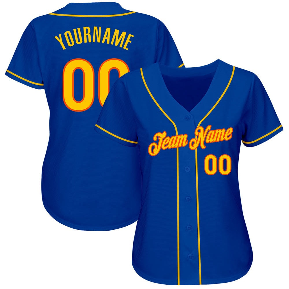 Cool Baseball Jersey, Custom Royal Gold Orange Authentic Baseball Jersey, Best Baseball Jerseys