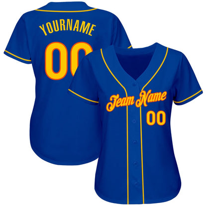 Cool Baseball Jersey, Custom Royal Gold Orange Authentic Baseball Jersey, Best Baseball Jerseys