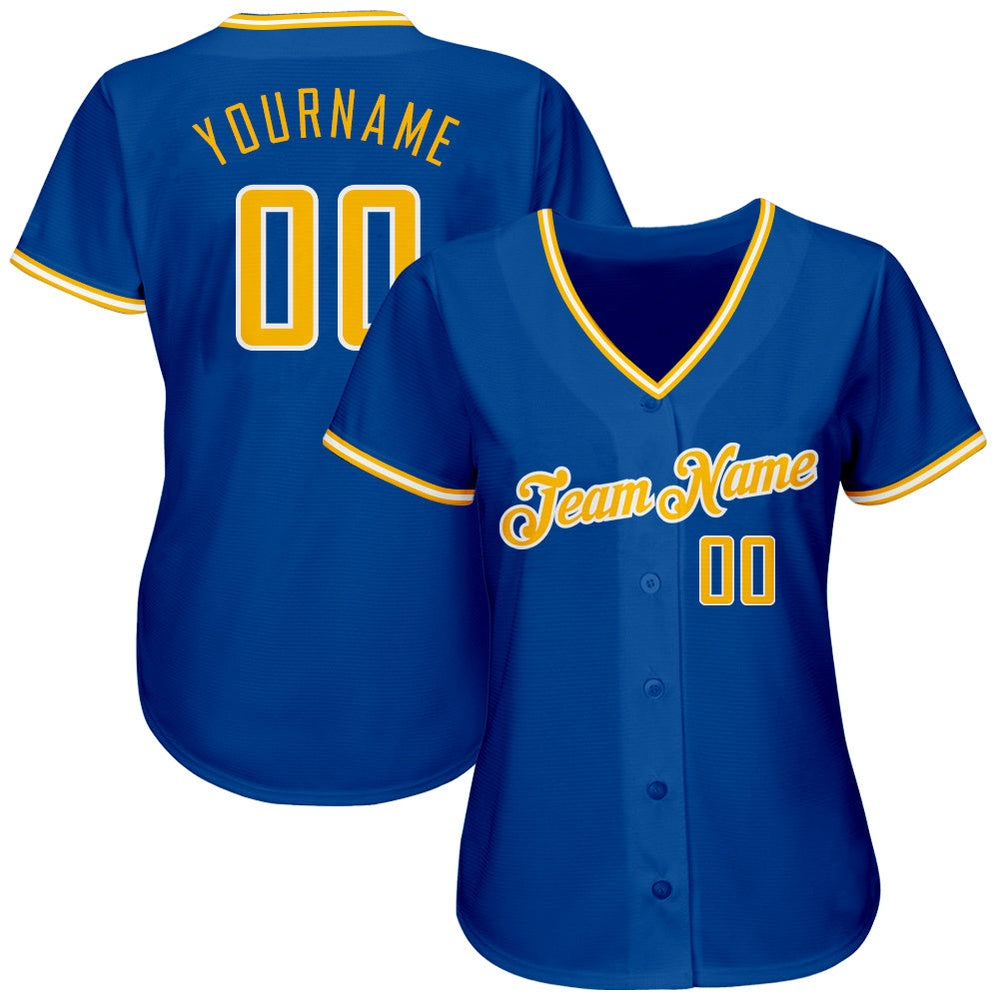 Cool Baseball Jersey, Custom Royal Gold White Authentic Baseball Jersey, Best Baseball Jerseys