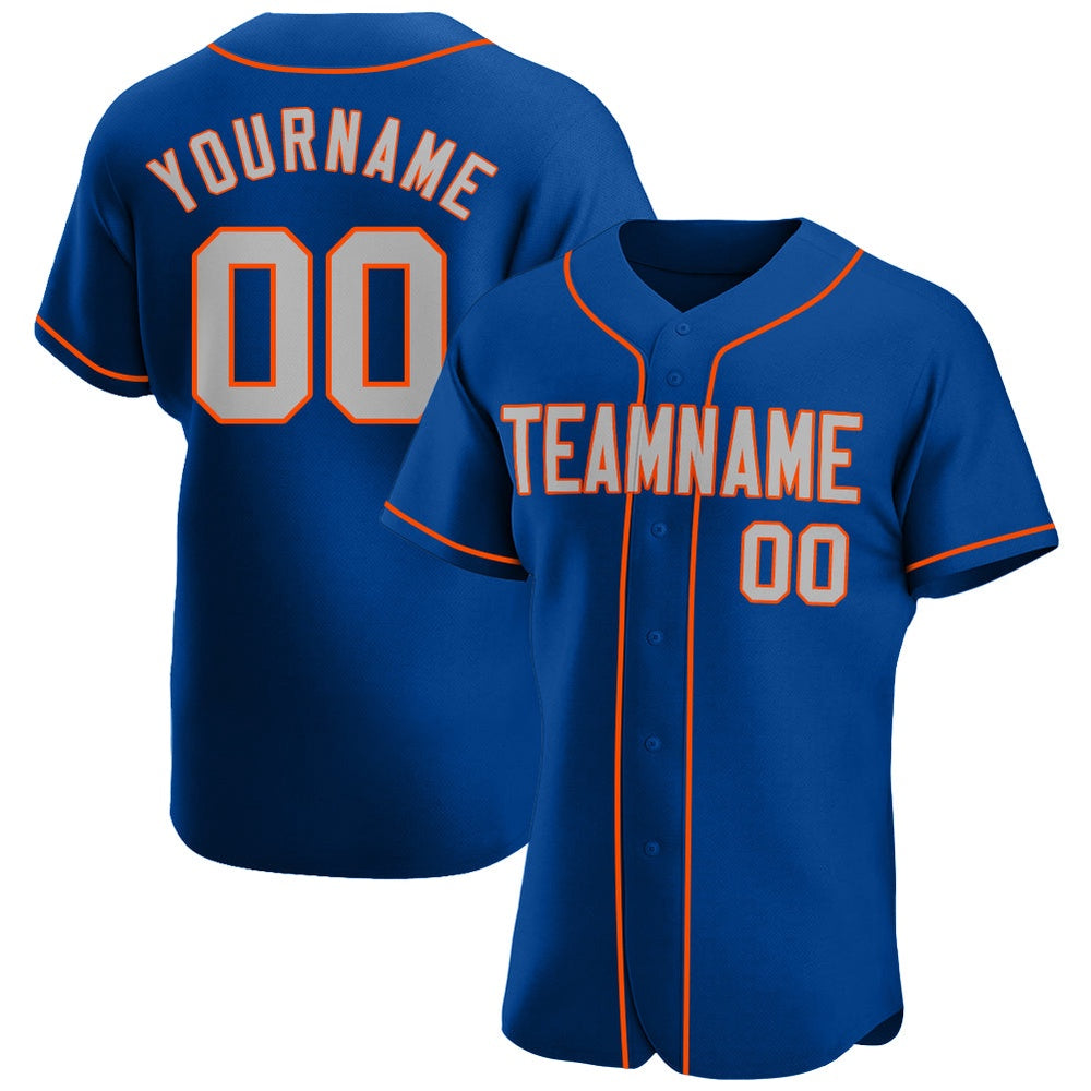 Cool Baseball Jersey, Custom Royal Gray Orange Authentic Baseball Jersey, Best Baseball Jerseys