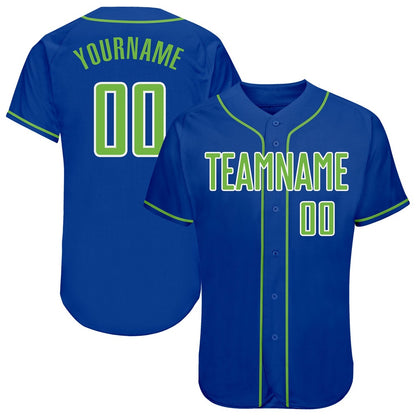 Cool Baseball Jersey, Custom Royal Neon Green White Authentic Baseball Jersey, Best Baseball Jerseys