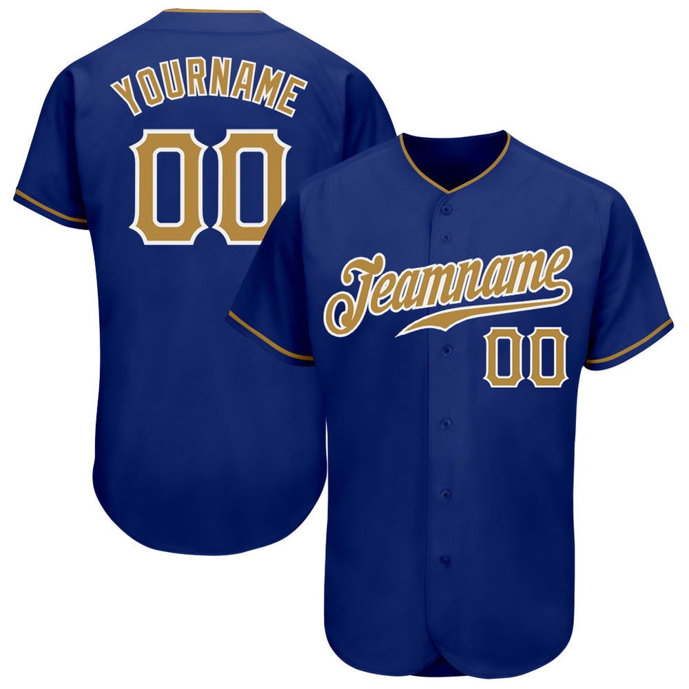 Cool Baseball Jersey, Custom Royal Old Gold White Authentic Baseball Jersey, Best Baseball Jerseys