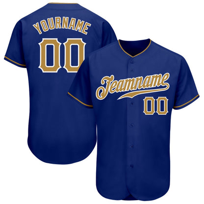 Cool Baseball Jersey, Custom Royal Old Gold White Authentic Baseball Jersey, Best Baseball Jerseys