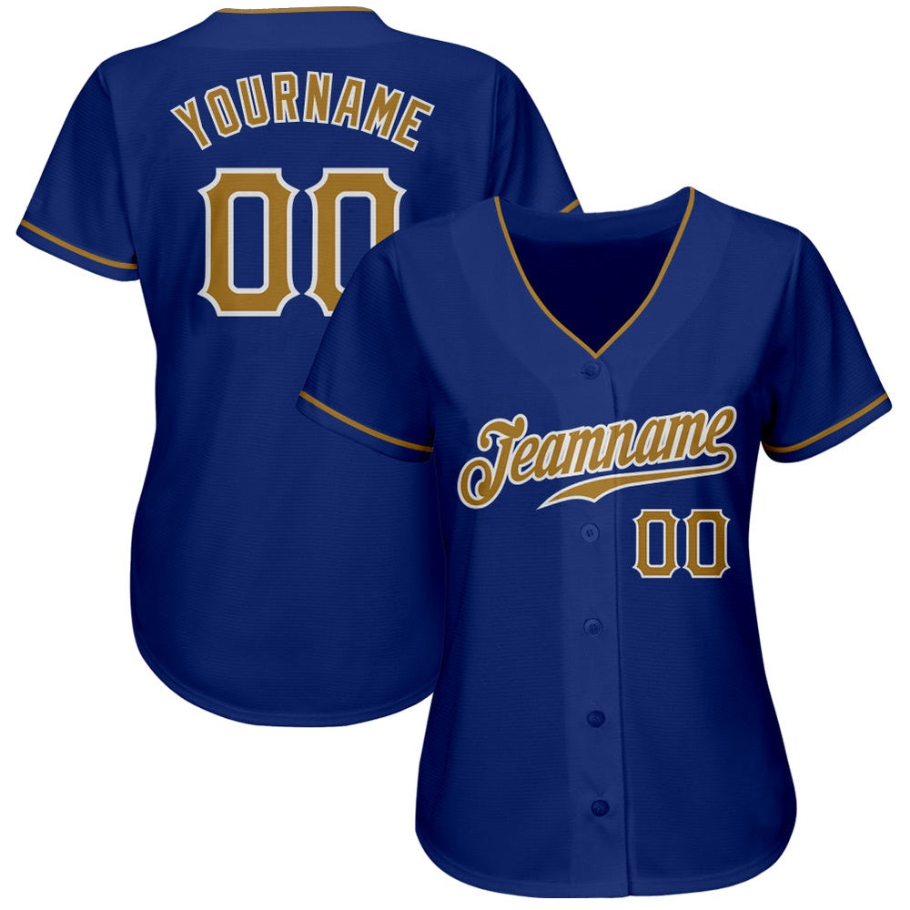 Cool Baseball Jersey, Custom Royal Old Gold White Authentic Baseball Jersey, Best Baseball Jerseys
