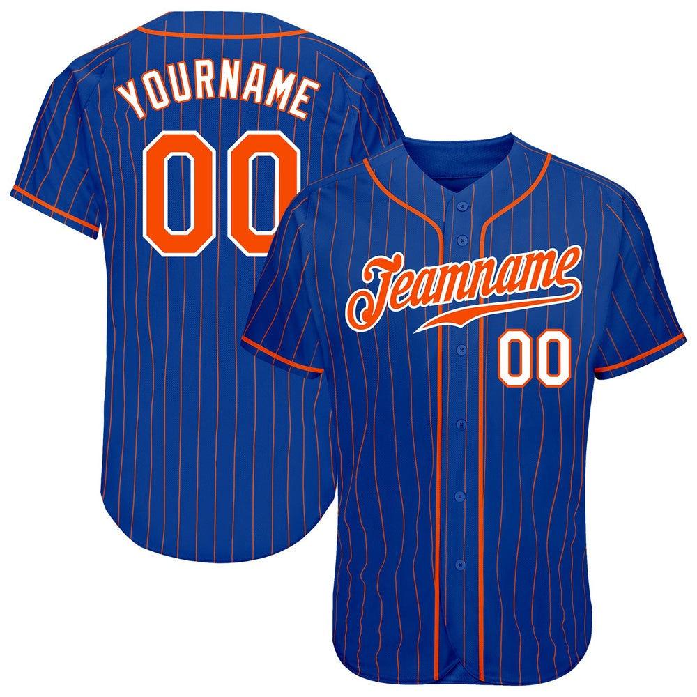 Cool Baseball Jersey, Custom Royal Orange Pinstripe Orange White Authentic Baseball Jersey, Best Baseball Jerseys