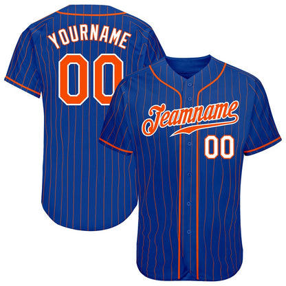 Cool Baseball Jersey, Custom Royal Orange Pinstripe Orange White Authentic Baseball Jersey, Best Baseball Jerseys