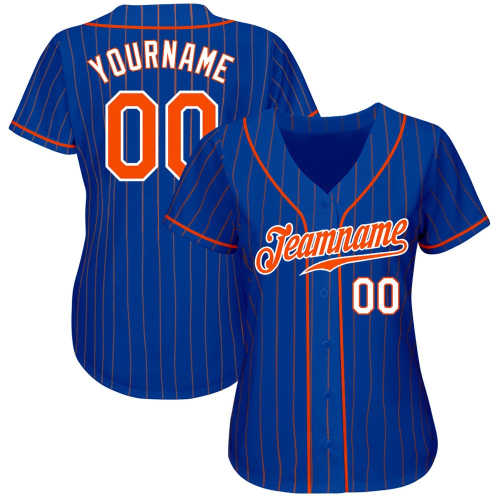 Cool Baseball Jersey, Custom Royal Orange Pinstripe Orange White Authentic Baseball Jersey, Best Baseball Jerseys