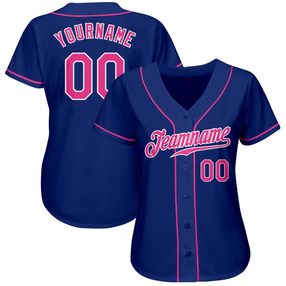 Cool Baseball Jersey, Custom Royal Pink White Authentic Baseball Jersey, Best Baseball Jerseys