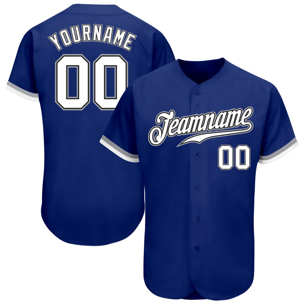 Cool Baseball Jersey, Custom Royal White Black Gray Authentic Baseball Jersey, Best Baseball Jerseys