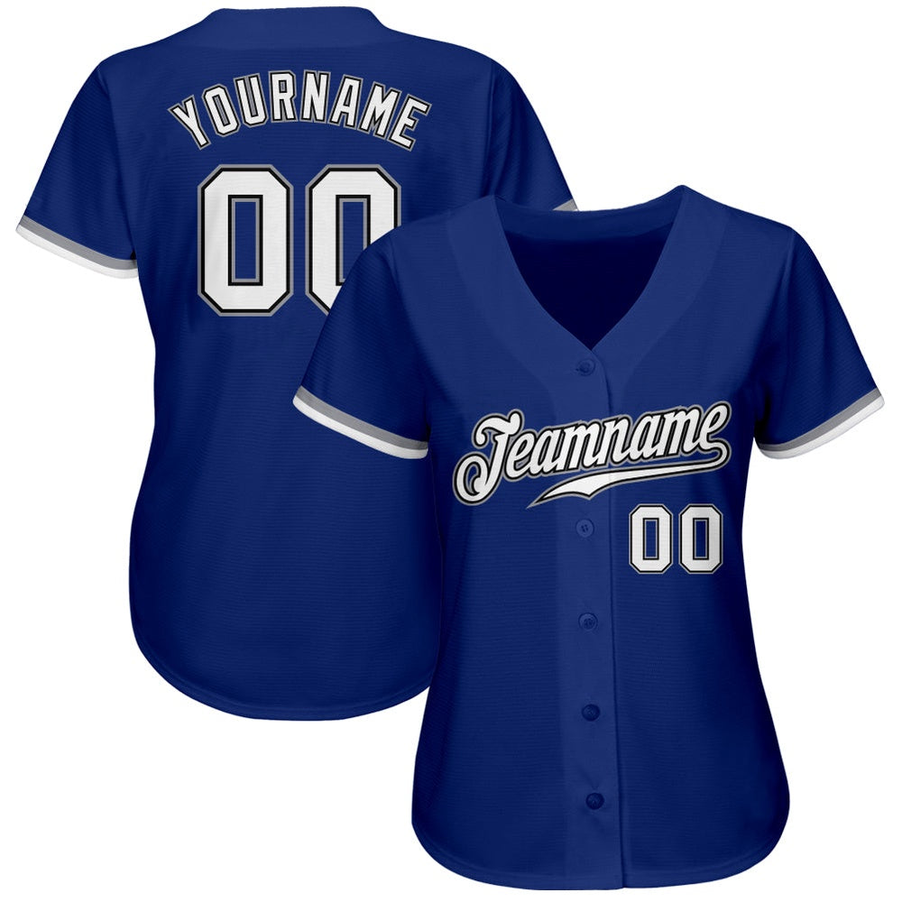 Cool Baseball Jersey, Custom Royal White Black Gray Authentic Baseball Jersey, Best Baseball Jerseys