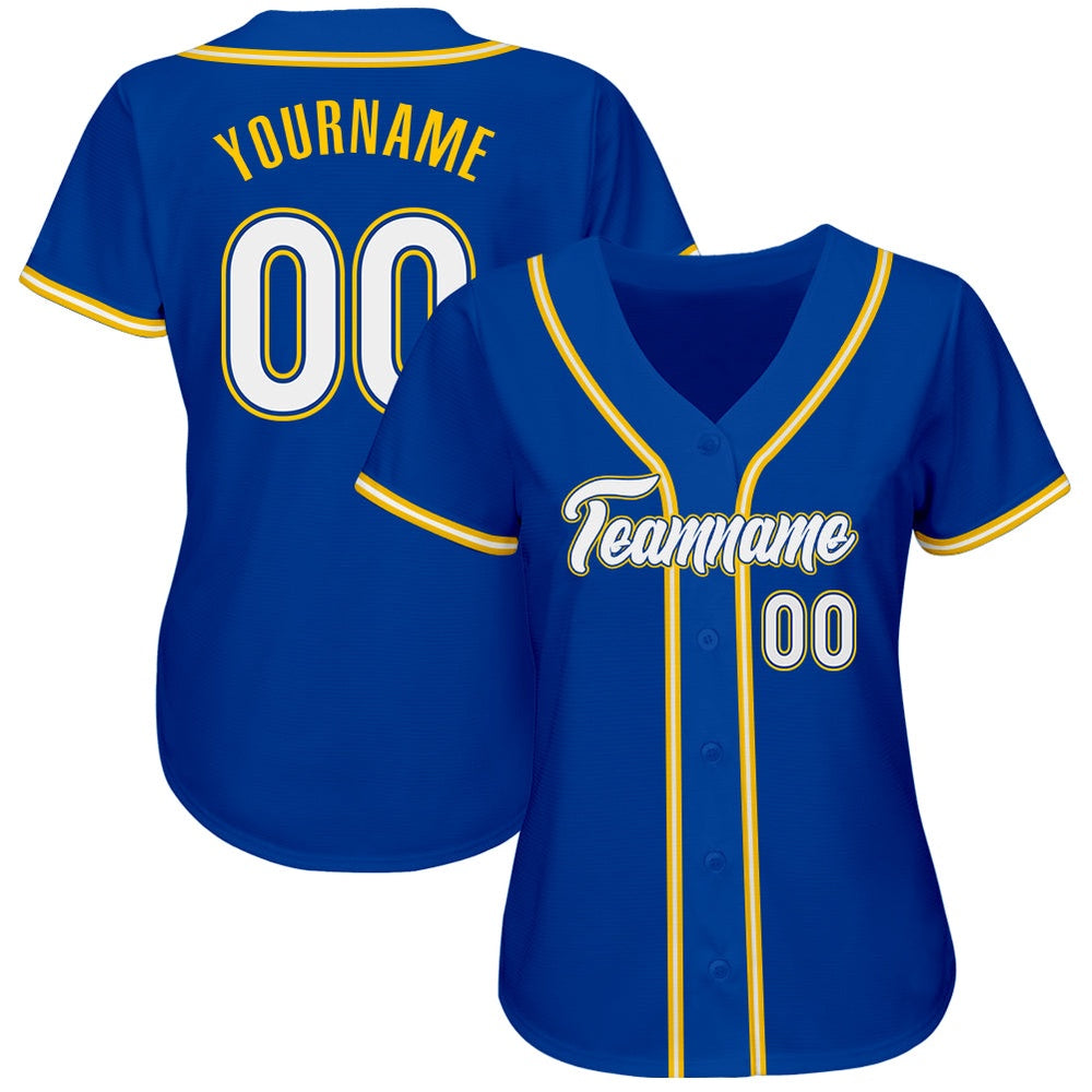 Cool Baseball Jersey, Custom Royal White Gold Authentic Baseball Jersey, Best Baseball Jerseys