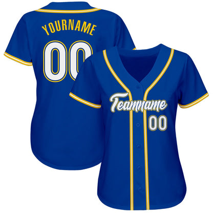 Cool Baseball Jersey, Custom Royal White Gold Authentic Baseball Jersey, Best Baseball Jerseys