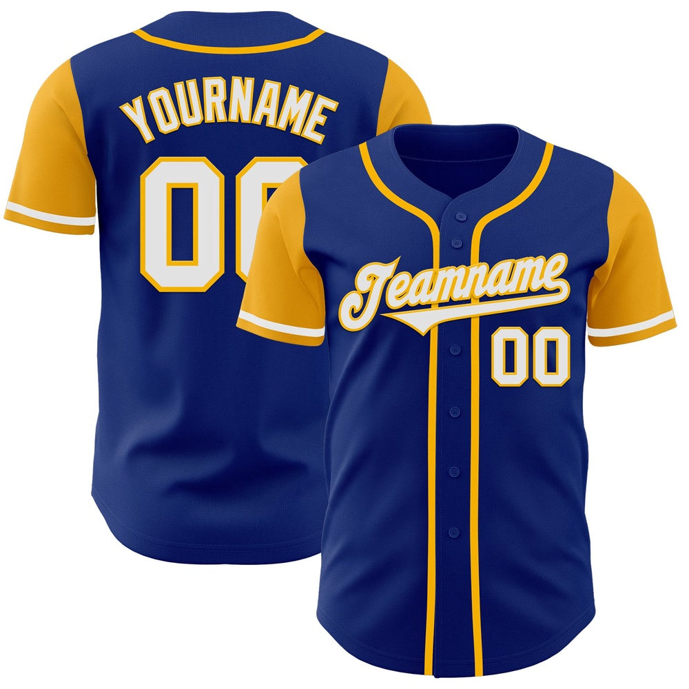 Cool Baseball Jersey, Custom Royal White Gold Authentic Two Tone Baseball Jersey, Best Baseball Jerseys
