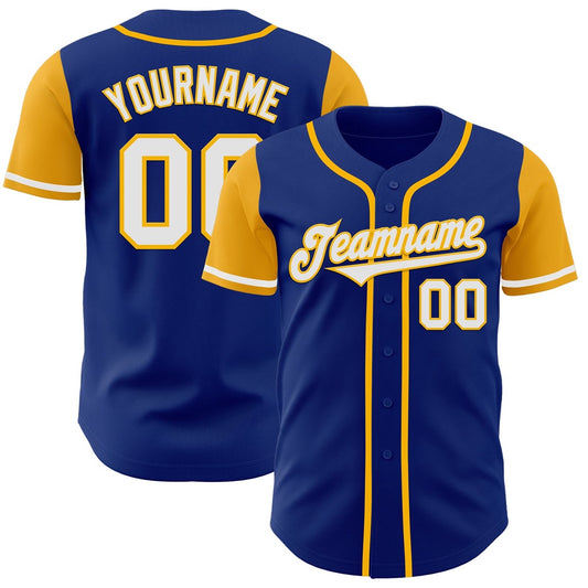 Cool Baseball Jersey, Custom Royal White Gold Authentic Two Tone Baseball Jersey, Best Baseball Jerseys