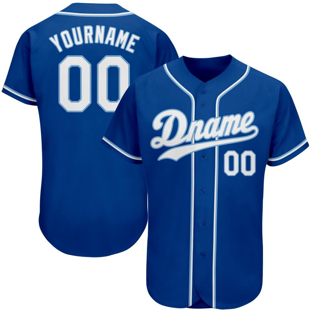 Cool Baseball Jersey, Custom Royal White Light Blue Authentic Baseball Jersey, Best Baseball Jerseys
