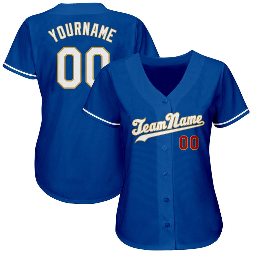 Cool Baseball Jersey, Custom Royal White Old Gold Authentic Baseball Jersey, Best Baseball Jerseys