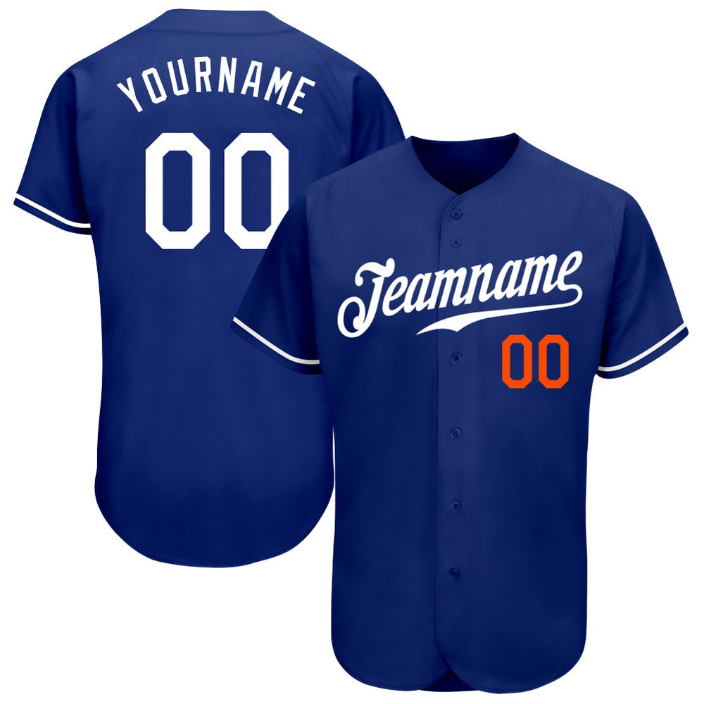 Cool Baseball Jersey, Custom Royal White Orange Authentic Baseball Jersey, Best Baseball Jerseys