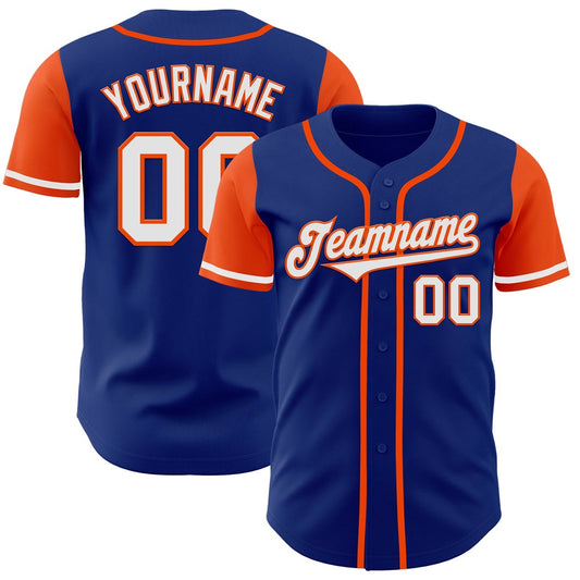 Cool Baseball Jersey, Custom Royal White Orange Authentic Two Tone Baseball Jersey, Best Baseball Jerseys
