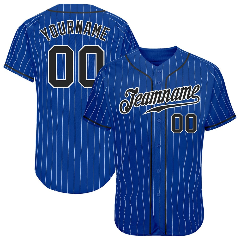 Cool Baseball Jersey, Custom Royal White Pinstripe Black White Authentic Baseball Jersey, Best Baseball Jerseys
