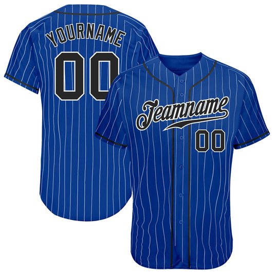 Cool Baseball Jersey, Custom Royal White Pinstripe Black White Authentic Baseball Jersey, Best Baseball Jerseys
