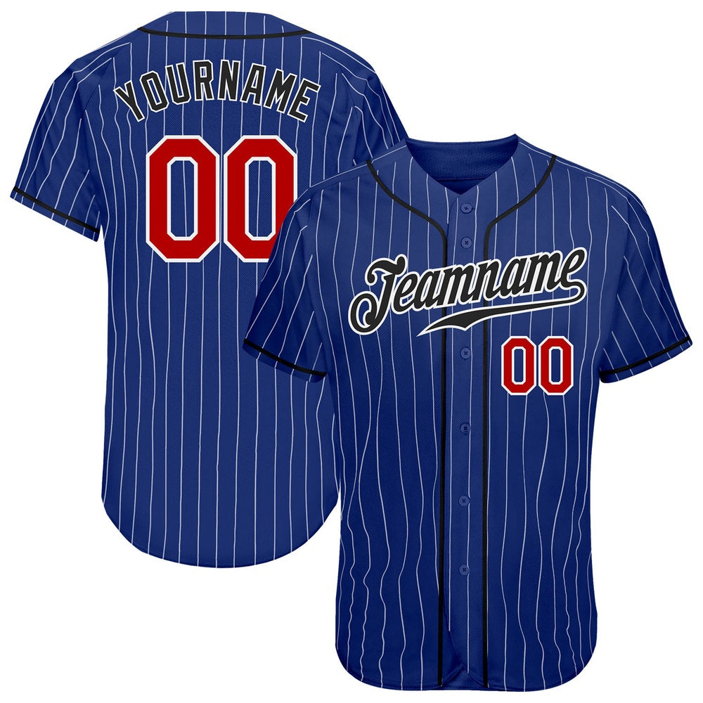 Cool Baseball Jersey, Custom Royal White Pinstripe Red Black Authentic Baseball Jersey, Best Baseball Jerseys