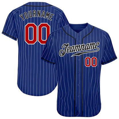 Cool Baseball Jersey, Custom Royal White Pinstripe Red Black Authentic Baseball Jersey, Best Baseball Jerseys