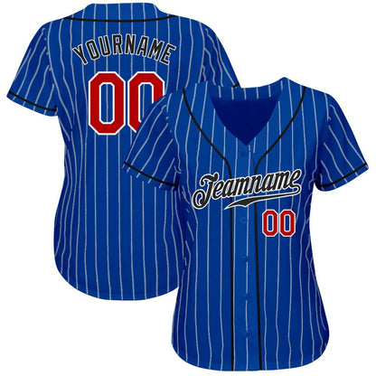Cool Baseball Jersey, Custom Royal White Pinstripe Red Black Authentic Baseball Jersey, Best Baseball Jerseys