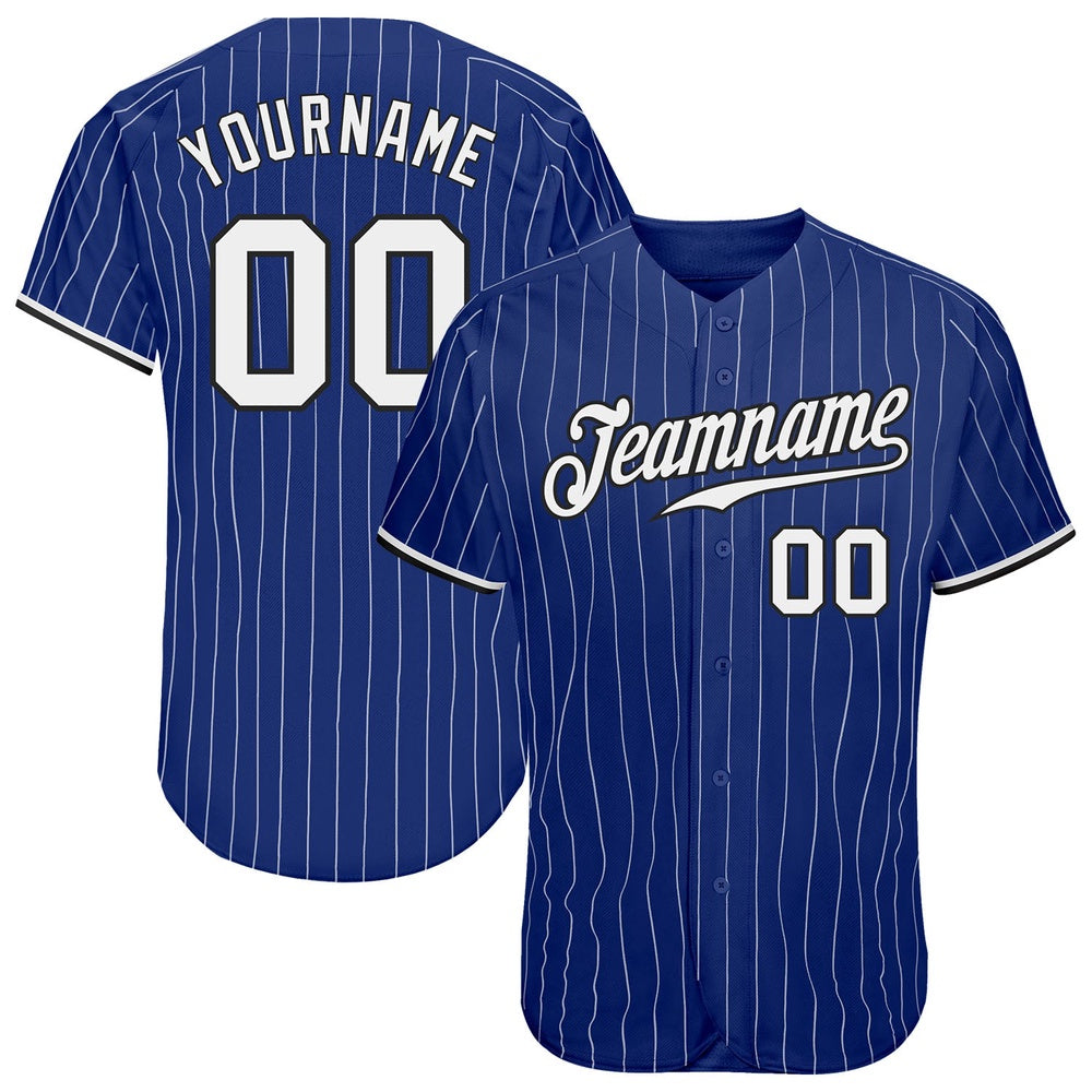 Cool Baseball Jersey, Custom Royal White Pinstripe White Black Authentic Baseball Jersey, Best Baseball Jerseys
