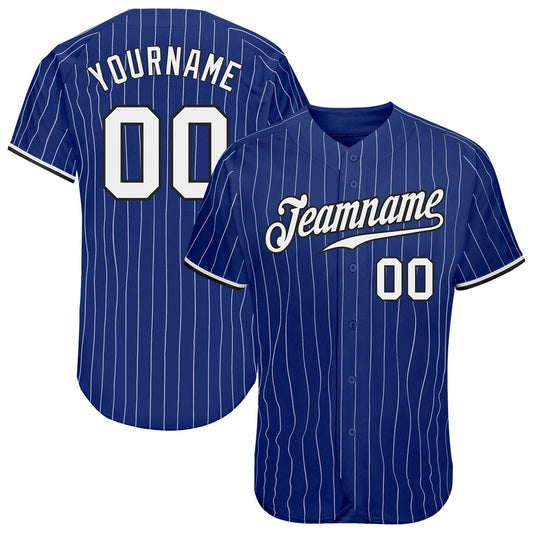 Cool Baseball Jersey, Custom Royal White Pinstripe White Black Authentic Baseball Jersey, Best Baseball Jerseys