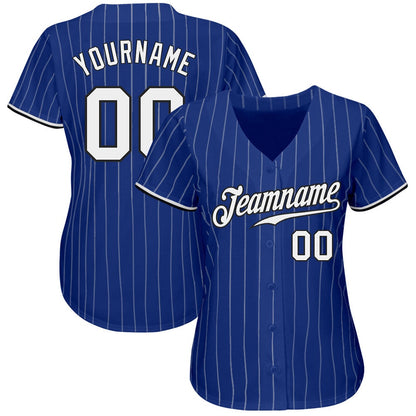 Cool Baseball Jersey, Custom Royal White Pinstripe White Black Authentic Baseball Jersey, Best Baseball Jerseys