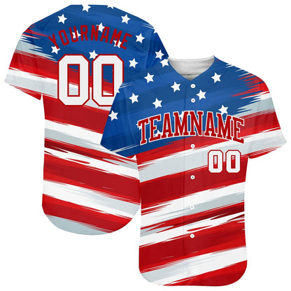 Cool Baseball Jersey, Custom Royal White Red 3D American Flag Authentic Baseball Jersey, Best Baseball Jerseys
