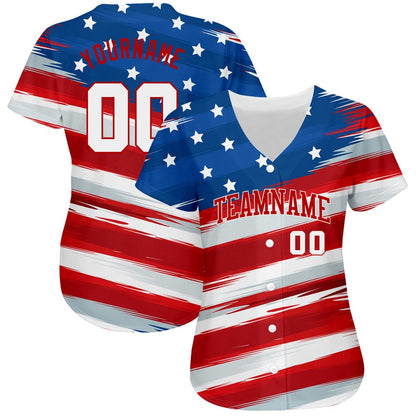 Cool Baseball Jersey, Custom Royal White Red 3D American Flag Authentic Baseball Jersey, Best Baseball Jerseys