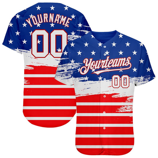 Cool Baseball Jersey, Custom Royal White Red 3D American Flag Fashion Authentic Baseball Jersey, Best Baseball Jerseys