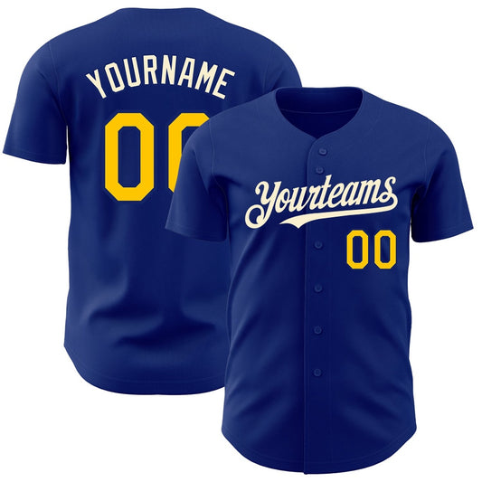 Cool Baseball Jersey, Custom Royal Yellow Cream Authentic Baseball Jersey, Best Baseball Jerseys