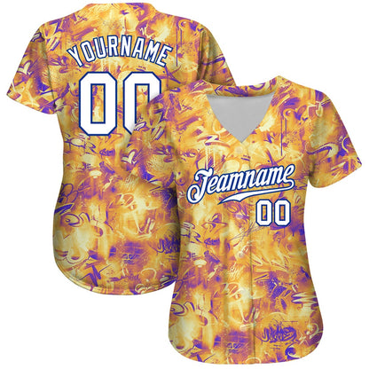 Cool Baseball Jersey, Custom Scratch Graffiti Pattern White Royal 3D Authentic Baseball Jersey, Best Baseball Jerseys