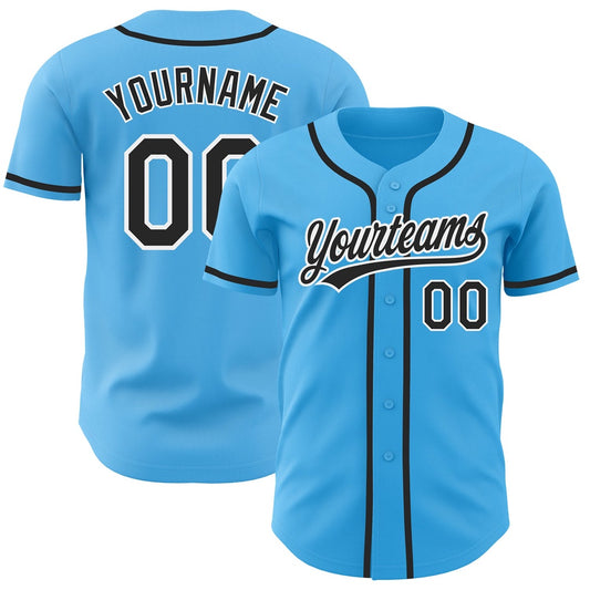 Cool Baseball Jersey, Custom Sky Blue Black White Authentic Baseball Jersey, Best Baseball Jerseys