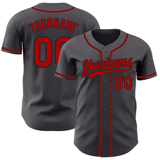 Cool Baseball Jersey, Custom Steel Gray Red Black Authentic Baseball Jersey, Best Baseball Jerseys