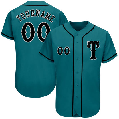 Cool Baseball Jersey, Custom Teal Black Gray Authentic Baseball Jersey, Best Baseball Jerseys