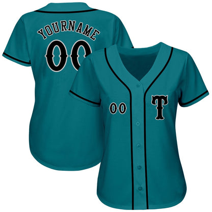 Cool Baseball Jersey, Custom Teal Black Gray Authentic Baseball Jersey, Best Baseball Jerseys