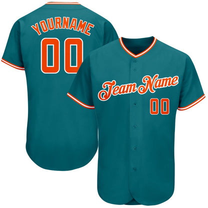 Cool Baseball Jersey, Custom Teal Orange White Authentic Baseball Jersey, Best Baseball Jerseys
