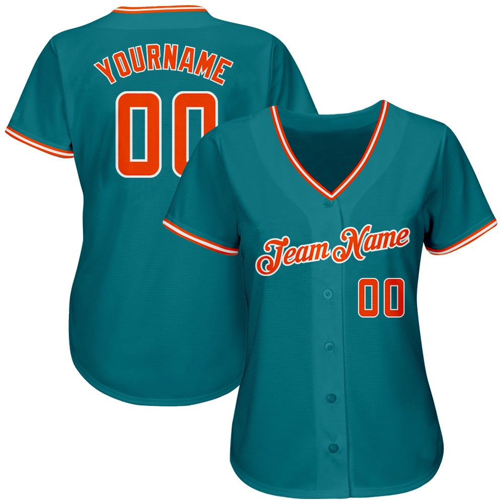 Cool Baseball Jersey, Custom Teal Orange White Authentic Baseball Jersey, Best Baseball Jerseys