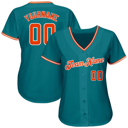 Cool Baseball Jersey, Custom Teal Orange White Authentic Baseball Jersey, Best Baseball Jerseys
