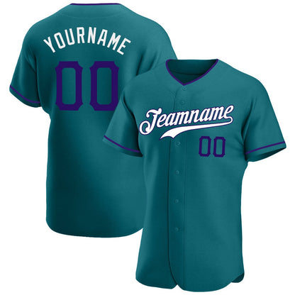 Cool Baseball Jersey, Custom Teal Purple White Authentic Baseball Jersey, Best Baseball Jerseys