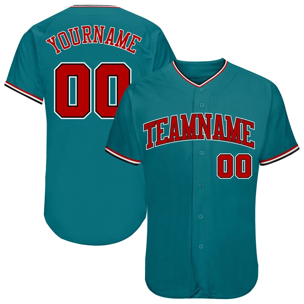 Cool Baseball Jersey, Custom Teal Red Black Authentic Baseball Jersey, Best Baseball Jerseys