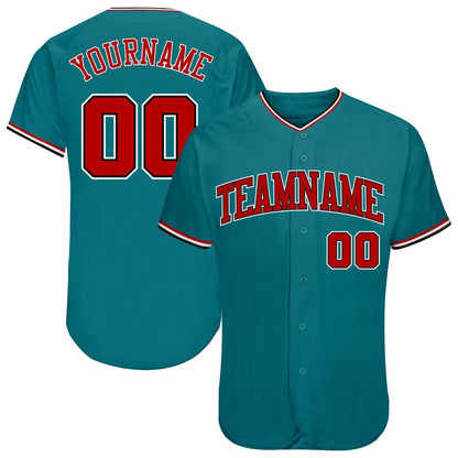 Cool Baseball Jersey, Custom Teal Red Black Authentic Baseball Jersey, Best Baseball Jerseys